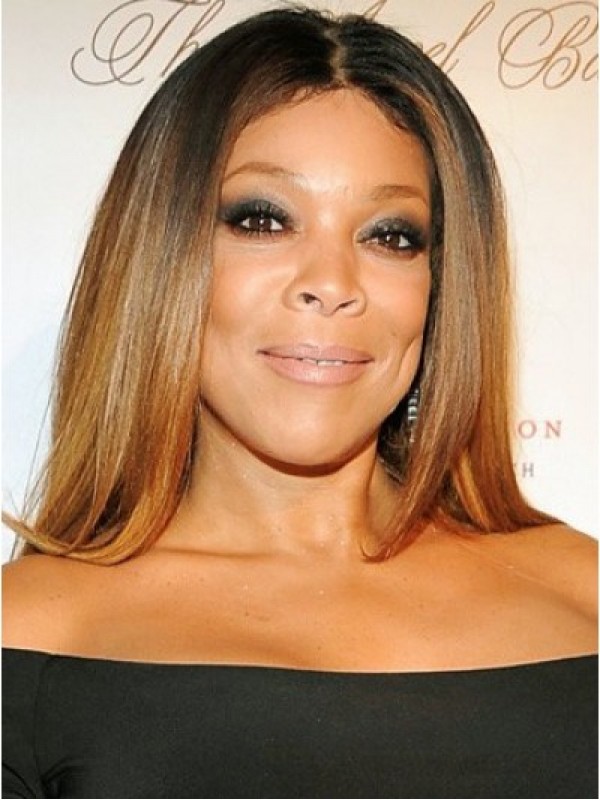Wendy Williams Middenscheiding Ombre Lange Rechte Full Lace-Pruiken Van Echt Haar
