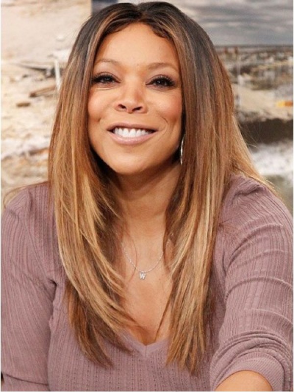 Wendy Williams Centrale Scheiding Lange Rechte Ombre Pruiken Van Echt Haar