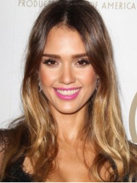 Jessica Alba Golvende Pruiken Van Echt Haar Met Middenscheiding En Kant