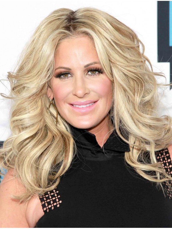 Kim Zolciak Middenscheiding Lange Golvende Synthetische Pruiken