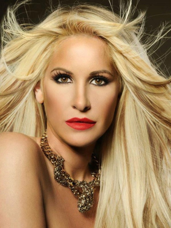 Kim Zolciak Blonde Lange Rechte Synthetische Pruik Met Kanten Voorkant