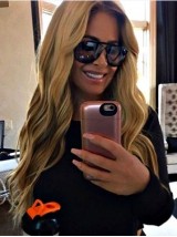 Kim Zolciak Lange Blonde Golvende Synthetische Lace Front Pruik