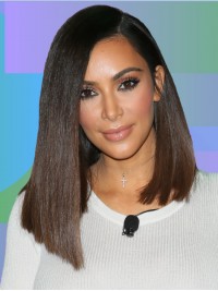 Kim Kardashian Rechte Pruiken Van Echt Haar Met Kant En Pony Aan De Zijkant