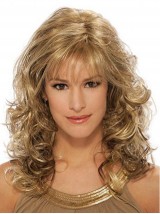 Blonde Lange Golvende Synthetische Pruik Zonder Kap
