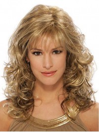 Blonde Lange Golvende Synthetische Pruik Zonder Kap