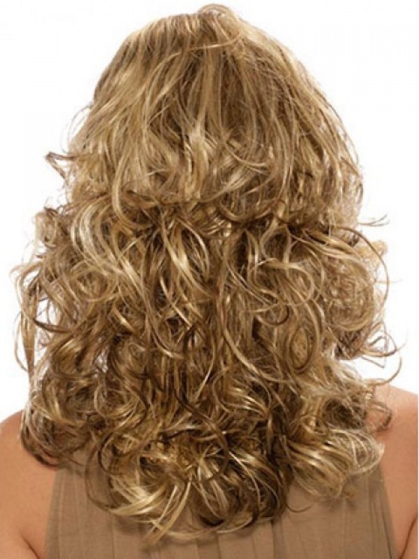 Blonde Lange Golvende Synthetische Pruik Zonder Kap