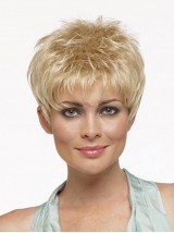 Blonde Korte Rechte Kaploze Synthetische Pruik