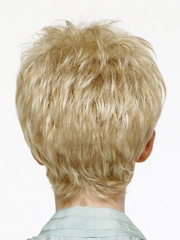 Blonde Korte Rechte Kaploze Synthetische Pruik