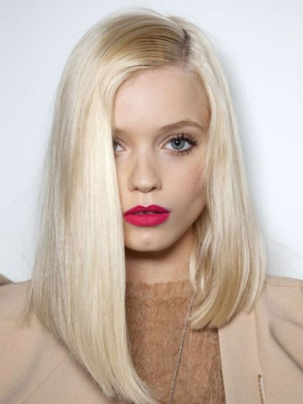 Blonde Medium Rechte Kaploze Synthetische Pruik