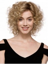 Synthetische Pruik Met Blonde Krullen Zonder Kap