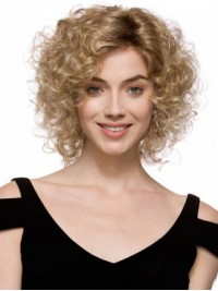 Synthetische Pruik Met Blonde Krullen Zonder Kap