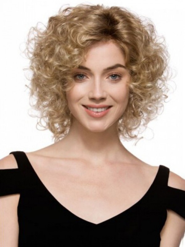 Synthetische Pruik Met Blonde Krullen Zonder Kap