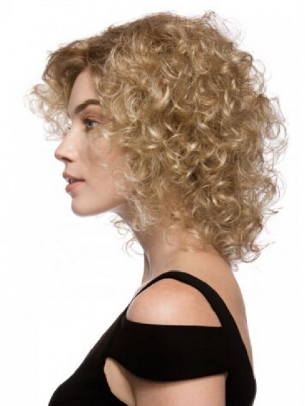Synthetische Pruik Met Blonde Krullen Zonder Kap