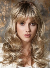 Blonde Lange Golvende Kaploze Synthetische Pruiken
