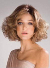 Blonde Korte Golvende Kaploze Synthetische Pruik