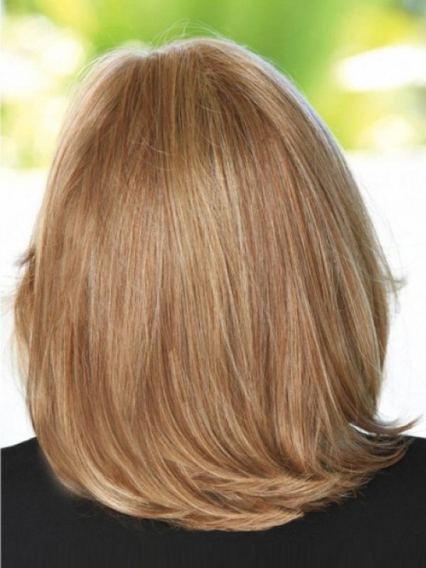 Blonde Halflange Rechte Synthetische Pruik Met Volledig Kant