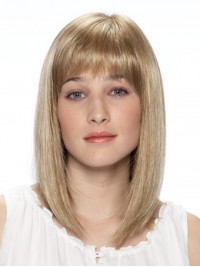 Blonde Medium Rechte Synthetische Pruiken Met Kanten Voorkant