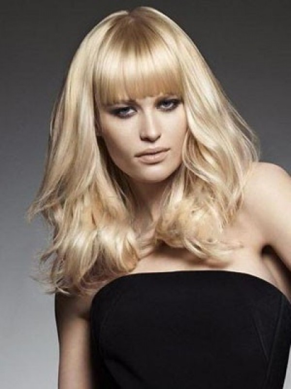 Blonde Lange Golvende Synthetische Pruik Zonder Kap