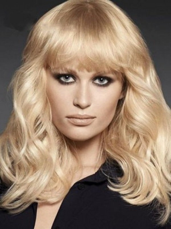 Blonde Lange Golvende Synthetische Pruik Zonder Kap