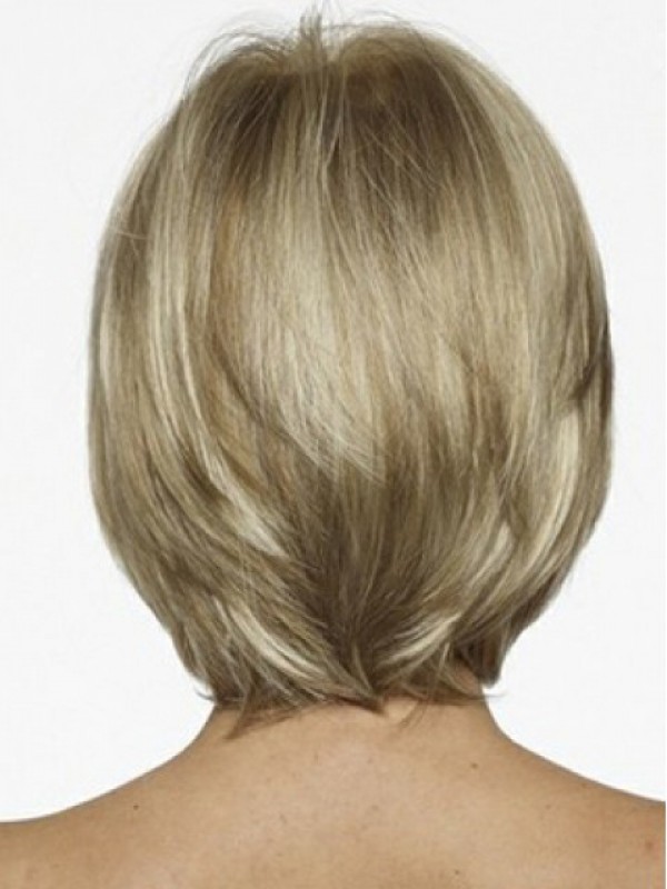 Blonde Korte Bob Rechte Kaploze Synthetische Pruik