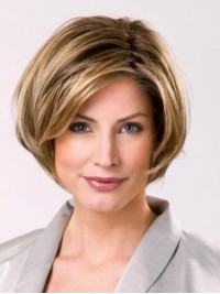 Blonde Korte Bob Pruik Met Kanten Voorkant, Rechte Synthetische Pruik