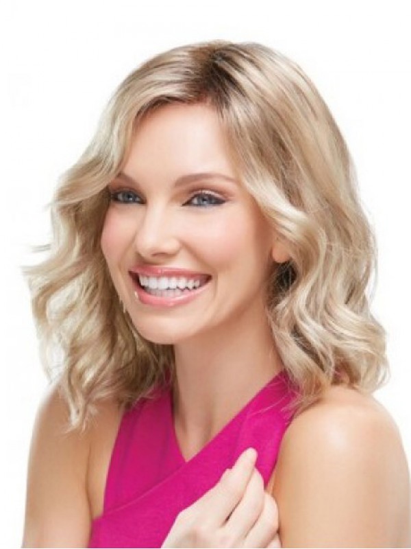 Halfblonde, Golvende, Kaploze Synthetische Pruik