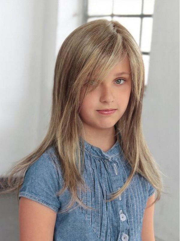 Lange Blonde Pruik Met Steil Haar Voor Meisjes