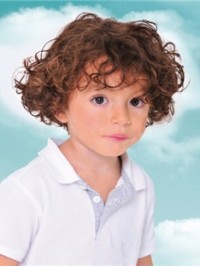 Kastanjebruine Krullende Korte Kinderpruiken