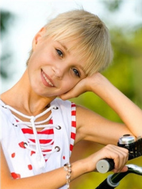 Braw Blonde Rechte Korte Kinderpruiken