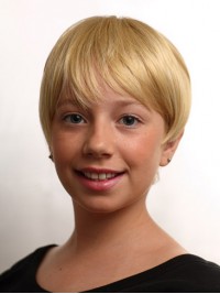 Blonde Rechte Korte Kinderpruiken