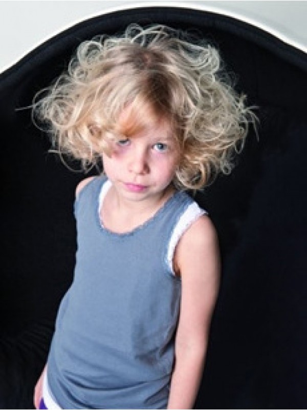 Blonde Golvende Kinlengte Kinderpruiken