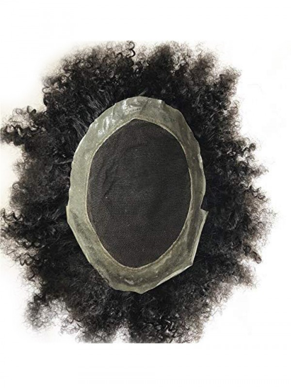 8 "X 10" Zwart Krullend Kanten Afro-Toupetje Voor Heren