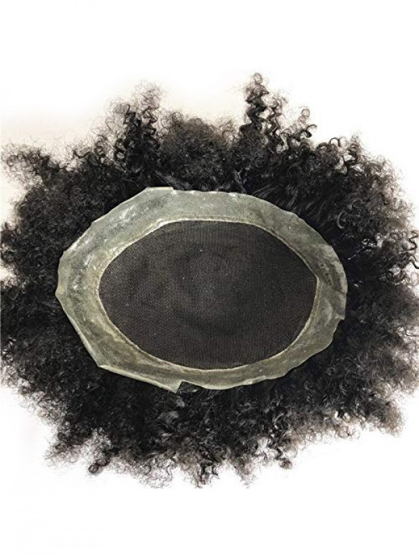 8 "X 10" Zwart Krullend Kanten Afro-Toupetje Voor Heren