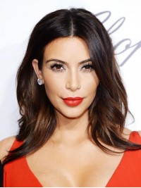 Kim Kardashian Centrale Scheiding Ombre Lange Golvende Kaploze Pruiken Van Echt Haar 16 Inch