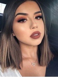 Ombre Middenscheiding Medium Rechte Lace Front Pruiken Van Menselijk Haar 14 Inch