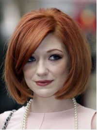 150% Dichtheid Korte Rechte Bob-Stijl Capless Pruiken Van Echt Haar Met Pony 10 Inch