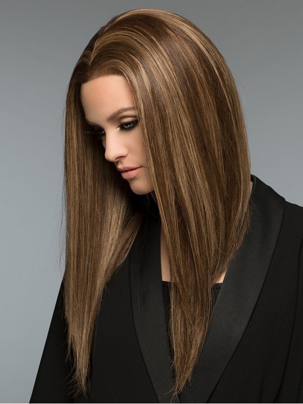 Centrale Scheiding Lange Rechte Mensenhaar Lace Front Pruiken 20 Inch