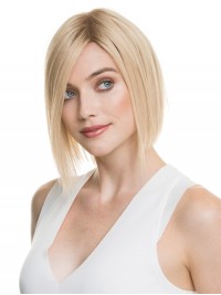 Bob-Stijl Korte Rechte Blonde Pruiken Met Kanten Voorkant En Pony Aan De Zijkant 10 Inch