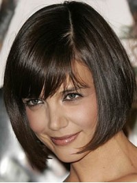 Monofilament Bob-Stijl Korte Bruine Rechte Mensenhaar Pruiken Met Pony 10 Inch