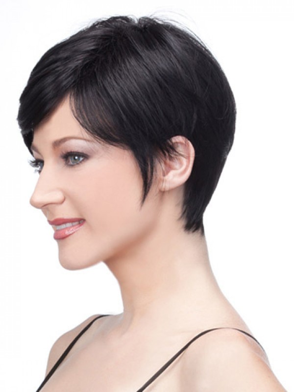 Lace Front Boy Cut Zwarte Rechte Korte Remy Menselijke Pruiken 8 Inch