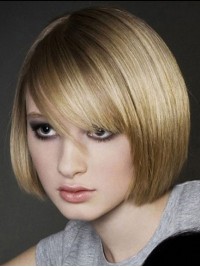 Bob-Stijl Korte Blonde Rechte Mensenhaar Pruiken Zonder Kap 10 Inch