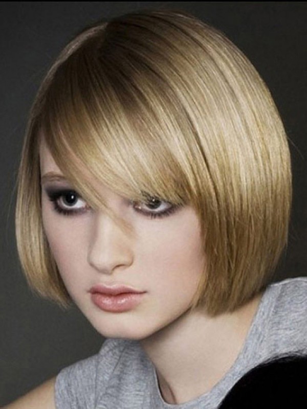 Bob-Stijl Korte Blonde Rechte Mensenhaar Pruiken Zonder Kap 10 Inch
