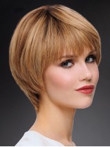 Halflange Blonde Korte Rechte Bob Pruiken Van Echt Haar