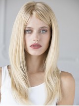 Blonde Rechte Lange Pruiken Van Echt Haar