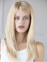 Blonde Rechte Lange Pruiken Van Echt Haar