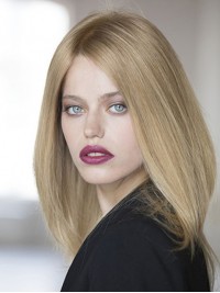 Rechte Medium Blonde Pruiken Van Echt Haar