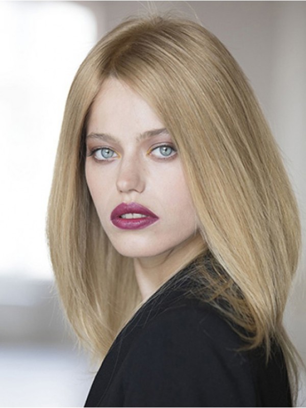 Rechte Medium Blonde Pruiken Van Echt Haar