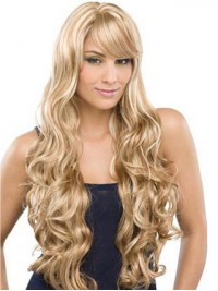 100% Handgeknoopt Blonde Koel Lange Pruiken