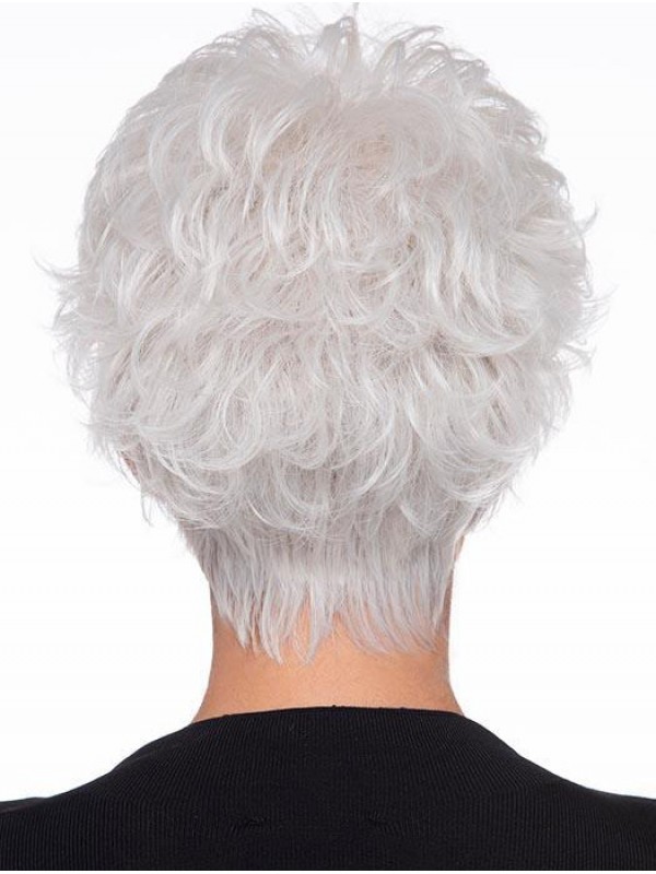 Remy Naturrlijk Haar 100% Machinaal Kort 8" Golvend Grijze Pruik