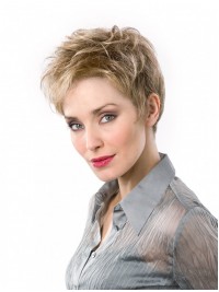 Kort Platinum Blonde Lace Front 4" Steil Remy Naturrlijk Haar Pruiken